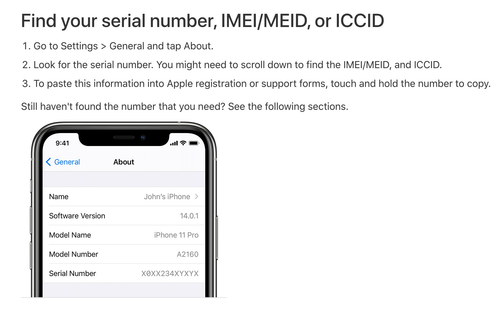 how to find the serial number on an iPad