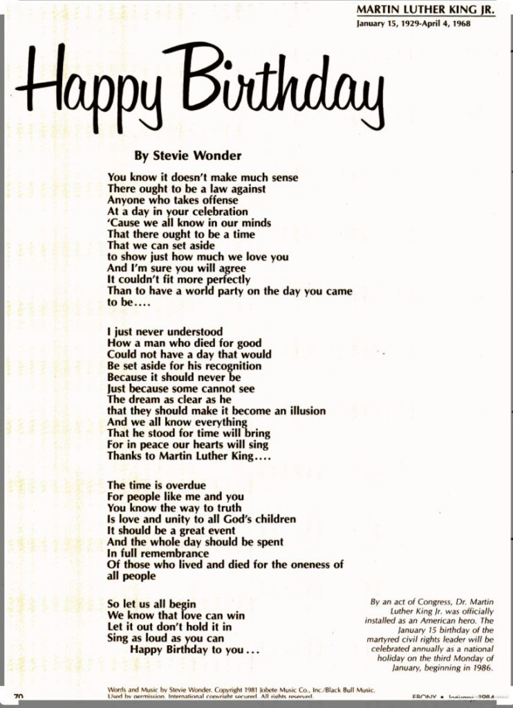 Stevie Wonder Happy Birthday lyrics