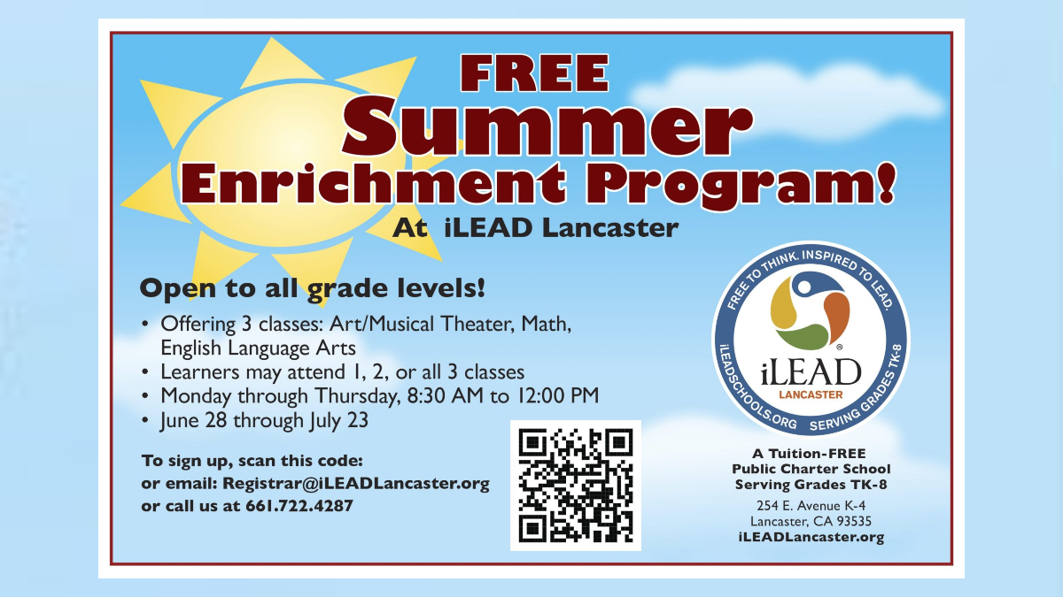 iLEAD Lancaster Summer Enrichment Program flyer