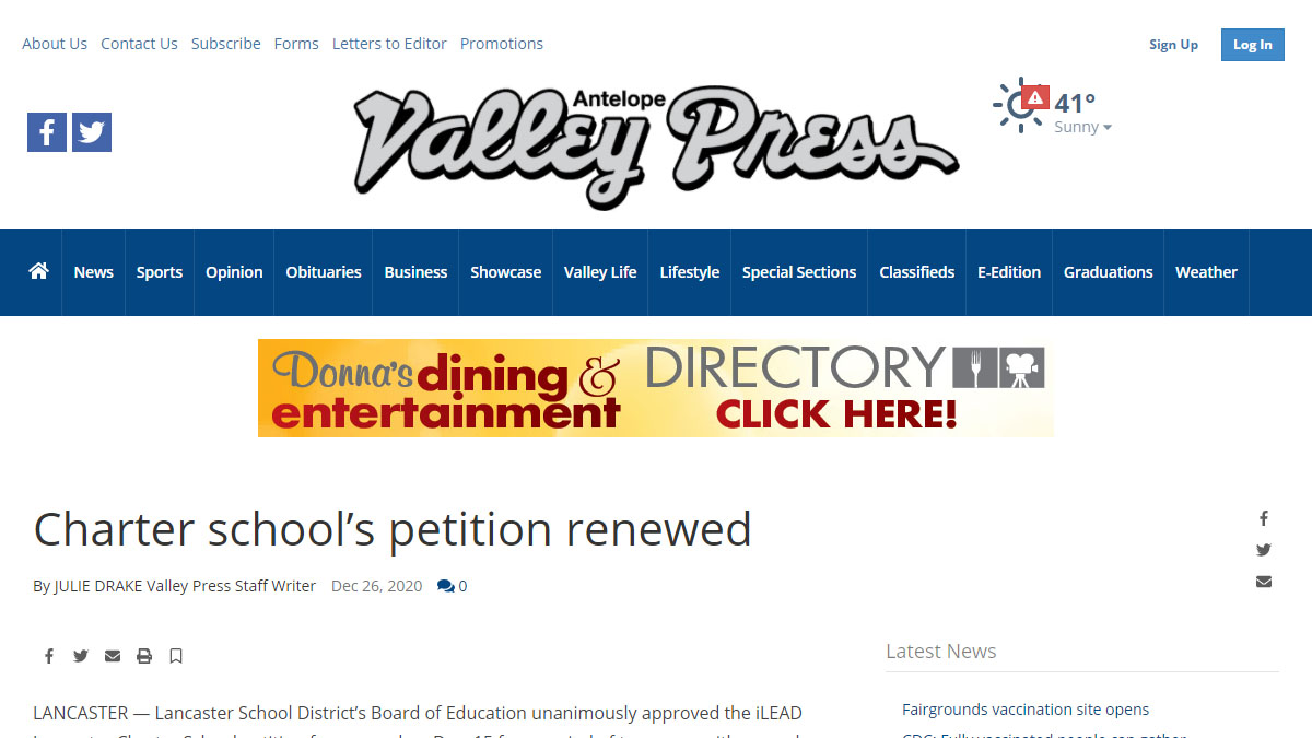 Charter School's Petition Renewed