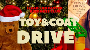 brown bear with font "toy & coat drive"