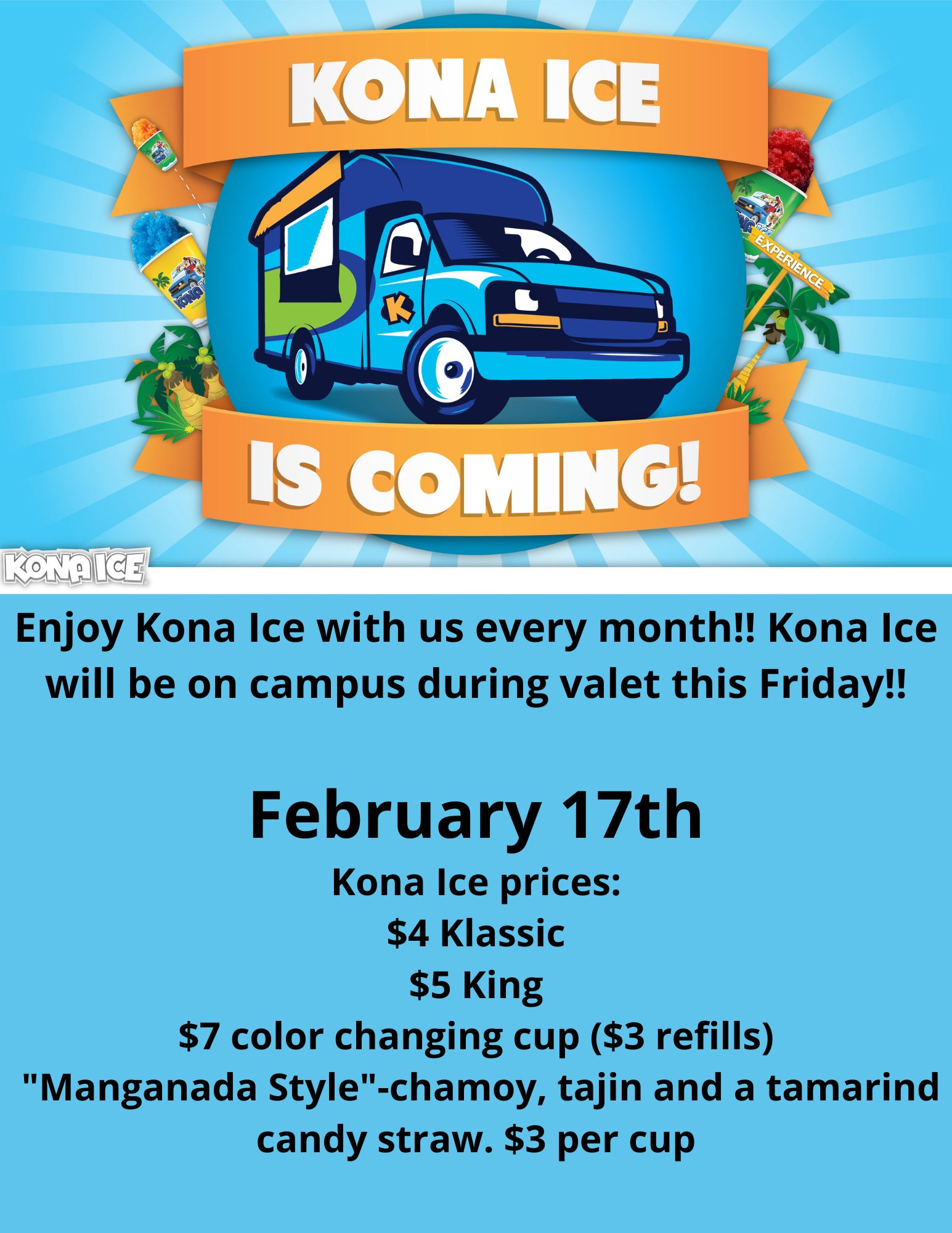 Kona Ice February 17 iLEAD Lancaster