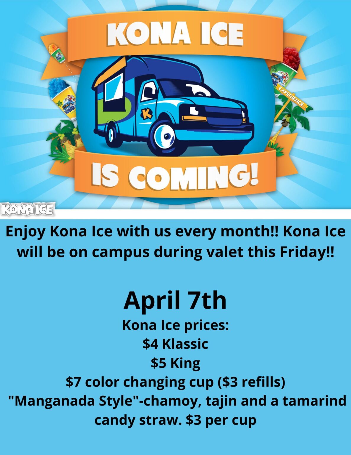 Kona Ice April 7 iLEAD Lancaster