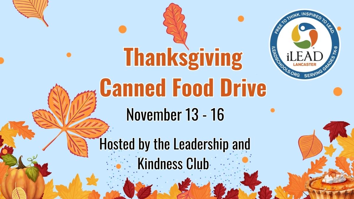 iLEAD Lancaster Thanksgiving Canned Food Drive