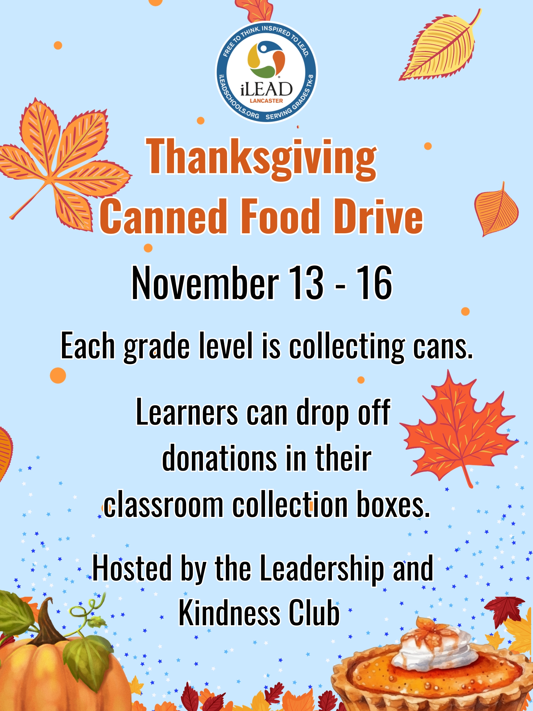 iLEAD Lancaster Thanksgiving Canned Food Drive