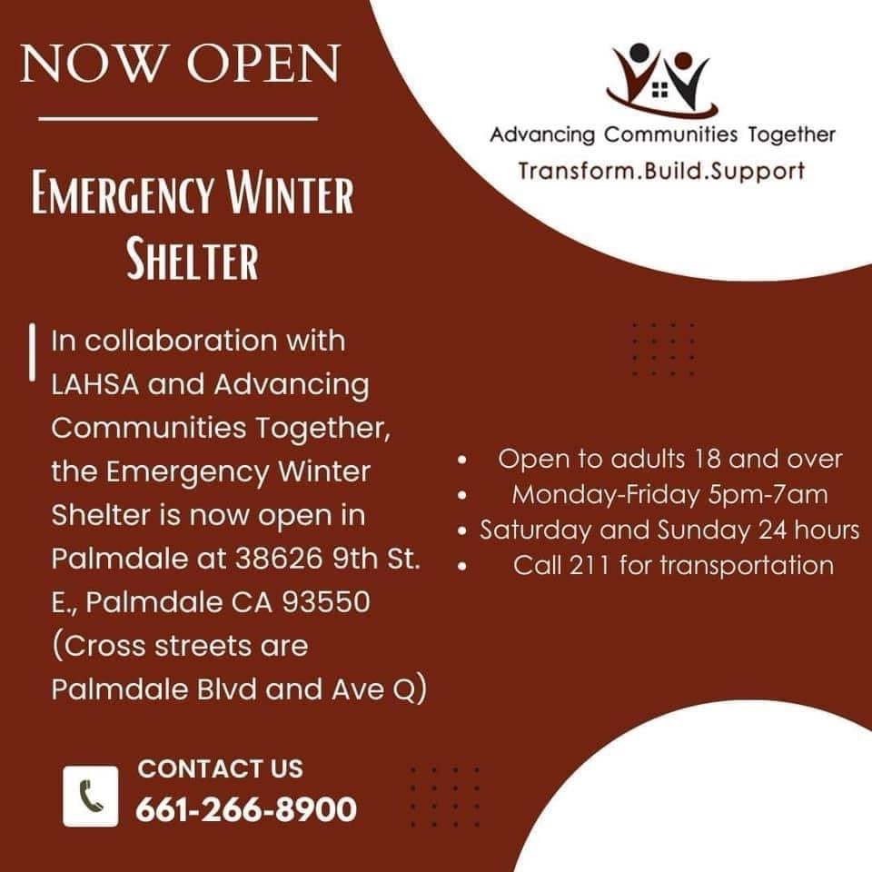 Emergency Winter Shelter Palmdale CA