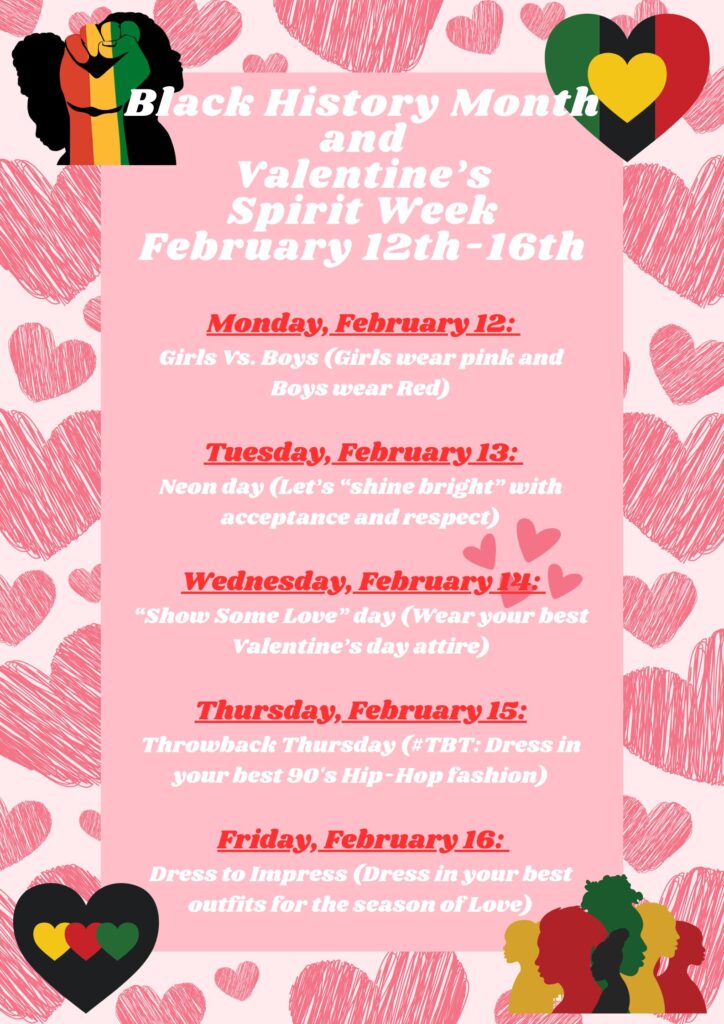 Valentine's & Black History Month Spirit Week