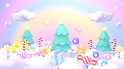 candy land Christmas trees 3d illustration