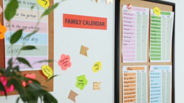 Family calendar sticky notes planning