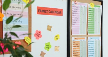 Family calendar sticky notes planning